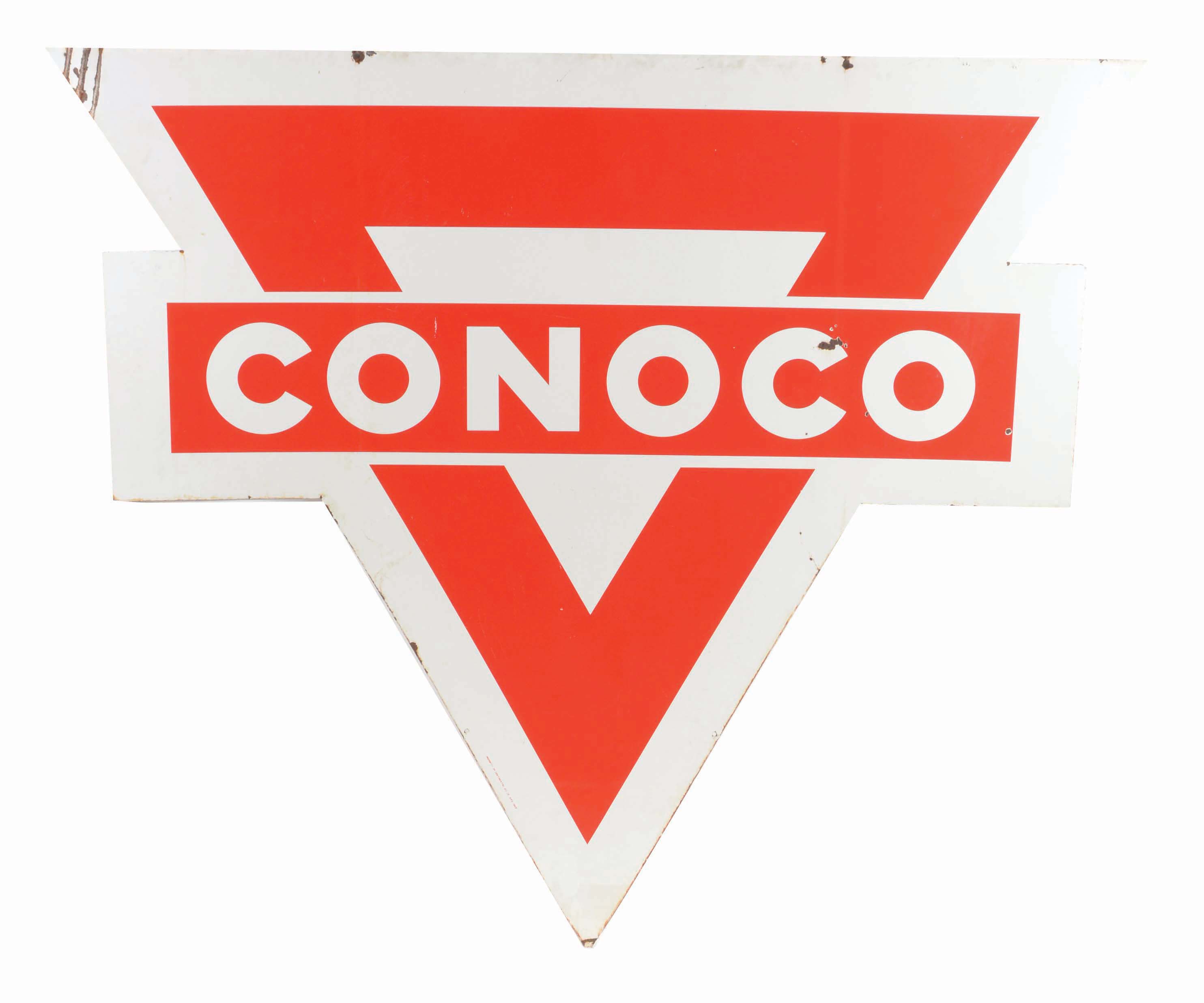 Lot Detail - CONOCO GASOLINE DIE CUT PORCELAIN SERVICE STATION SIGN.