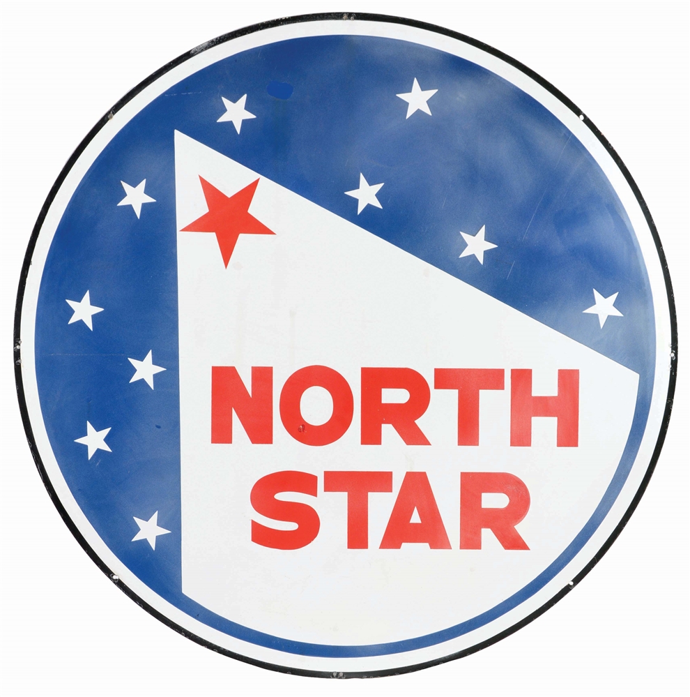 NORTH STAR GASOLINE PORCELAIN SERVICE STATION SIGN.