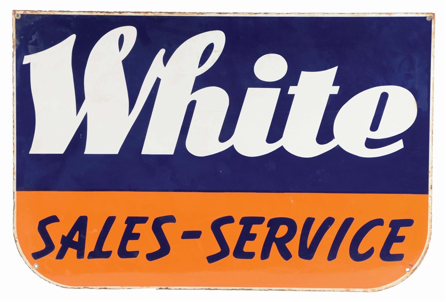 WHITE TRUCKS SALES & SERVICE PORCELAIN SIGN.