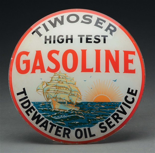 TIDEWATER OIL SERVICE TIWOSER HI TEST GASOLINE SINGLE 15" GLOBE LENS.