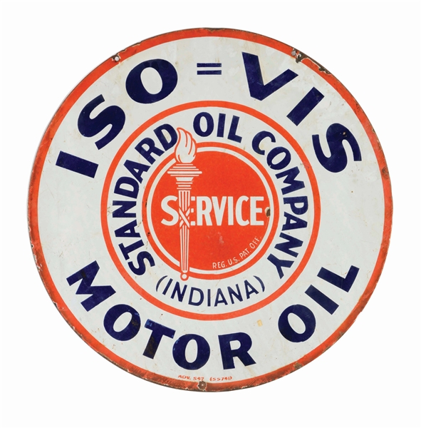 STANDARD OIL COMPANY ISO VIS MOTOR OIL PORCELAIN CURB SIGN.