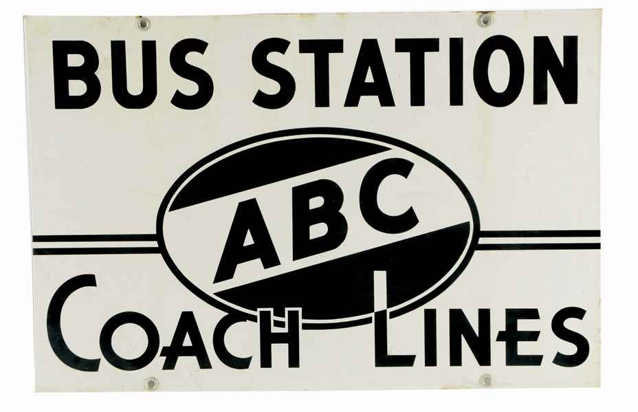 ABC BUS STATION & COACH LINES PORCELAIN SIGN. 