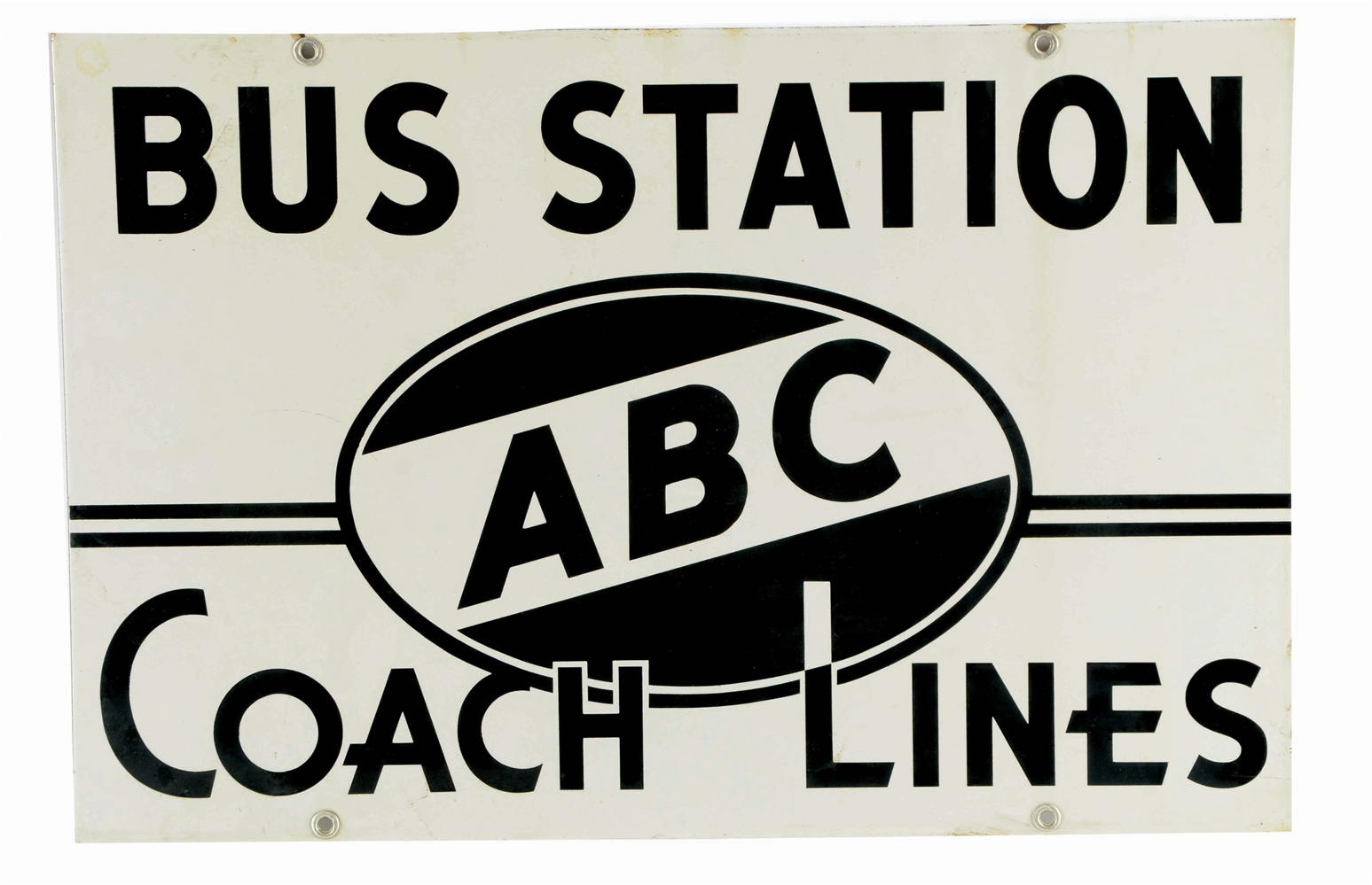 ABC BUS STATION & COACH LINES PORCELAIN SIGN. 