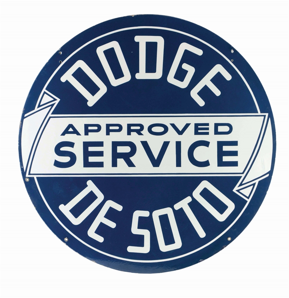 DODGE & DE SOTO APPROVED SERVICE PORCELAIN SIGN.