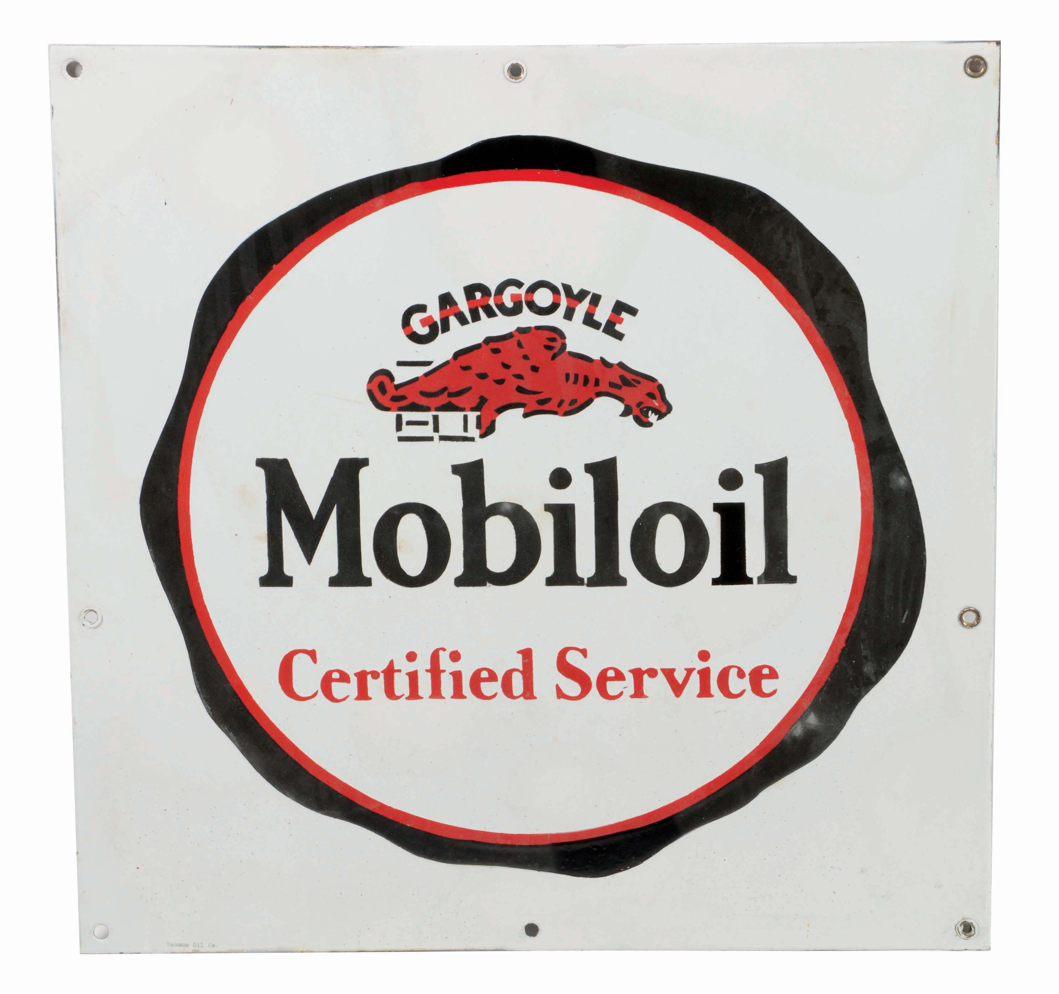 Lot Detail - MOBIL GARGOYLE MOTOR OIL CERTIFIED SERVICE PORCELAIN SIGN.