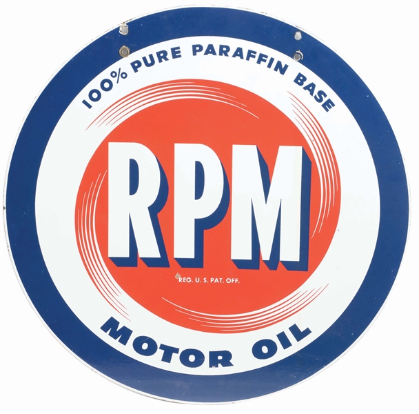 RPM MOTOR OIL PORCELAIN SIGN.