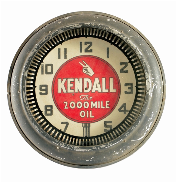 KENDALL MOTOR OIL NEON SPINNER CLOCK.