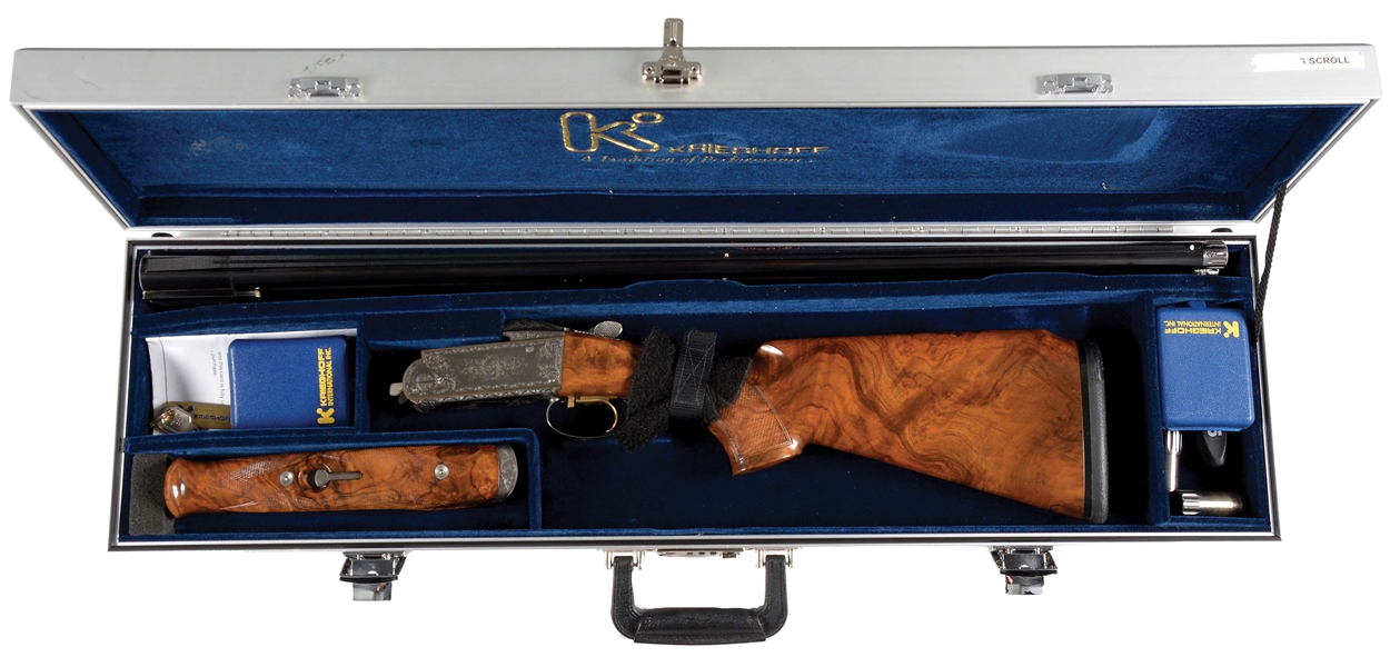 (M) KRIEGHOFF K80 SUPER SCROLL 12 BORE OVER-UNDER SHOTGUN WITH CASE.