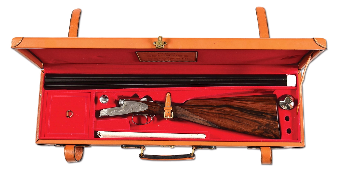 (M) CASED ABBIATICO & SALVINELLI VENERE EXTRA 28 BORE SIDE BY SIDE SHOTGUN PICTURED ON PAGE 204-205 OF THE BOOK "MODERN FIREARMS ENGRAVING".