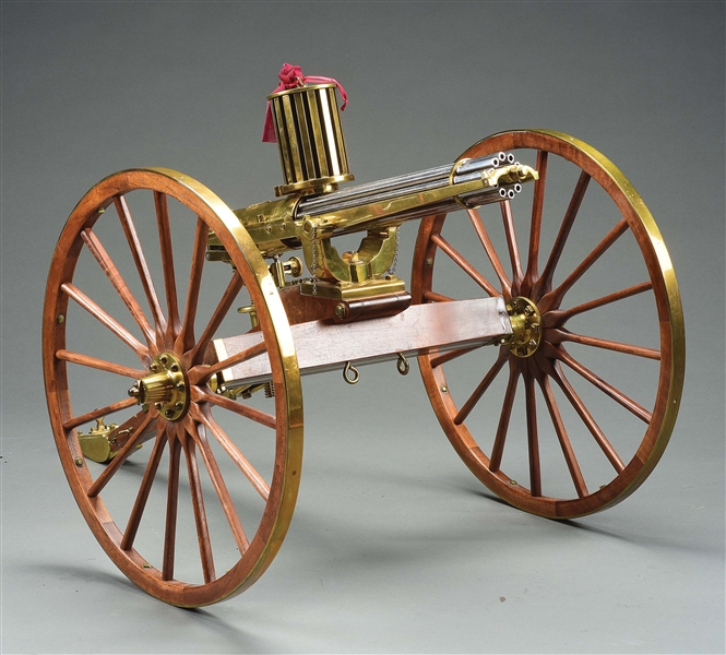 (M)  EXTREMELY ATTRACTIVE AND RARE FURR 1/3 SCALE MODEL 1874 GATLING GUN ON FIELD CARRIAGE