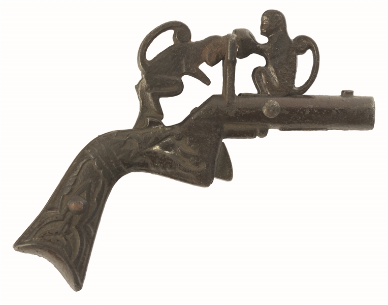 VERY RARE CAST-IRON LATE 19TH CENTURY MONKEYS CAP GUN.