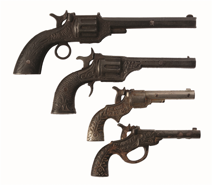 LOT OF 4: LATE 19TH CENTURY CAST-IRON CAP GUNS.