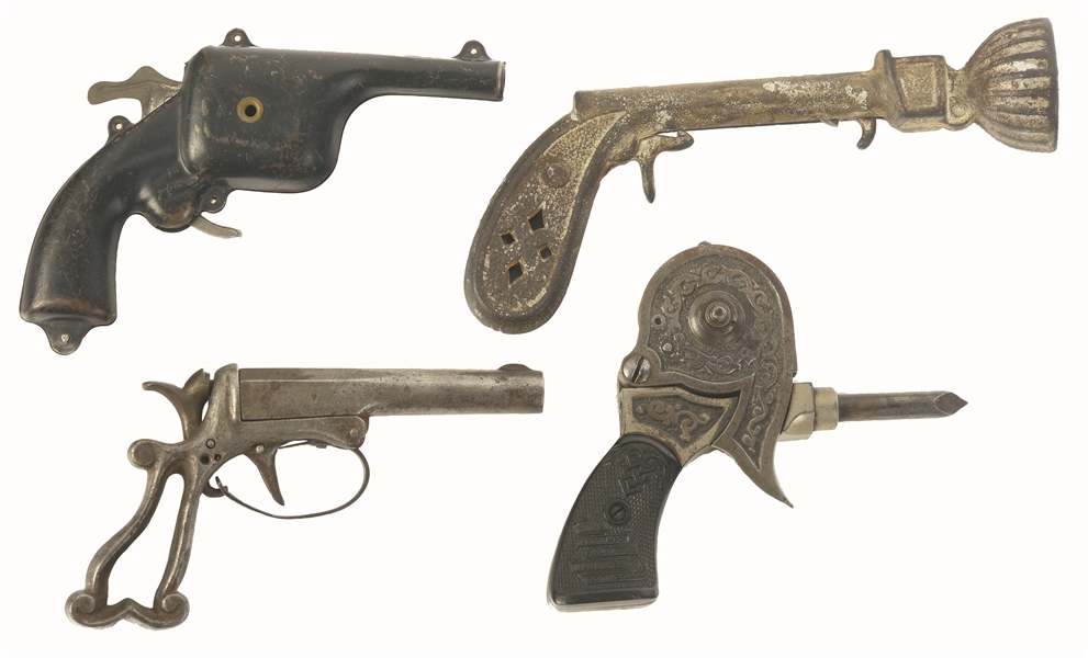 LOT OF 4: SCARCE & UNUSUAL LATE 19TH - EARLY 20TH CENTURY TOY PISTOLS.