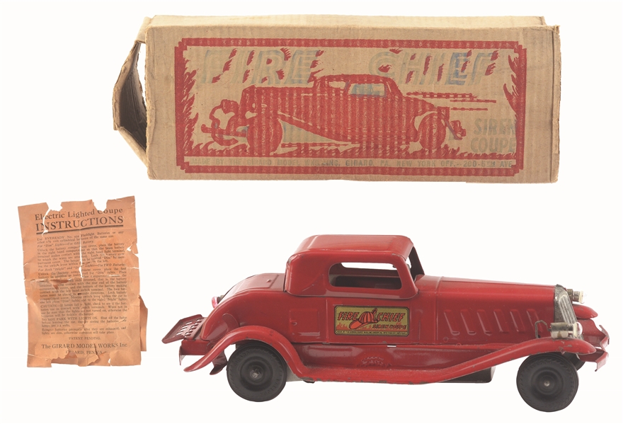 PRESSED STEEL GIRARD FIRE CHIEF WIND-UP AUTOMOBILE.