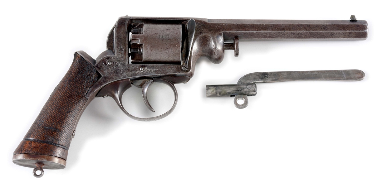 (A) ADAMS PATENT STYLE DOUBLE ACTION PERCUSSION REVOLVER.