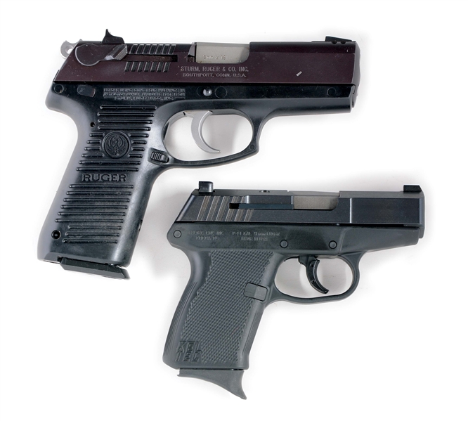 (M) LOT OF TWO: BOXED SEMI-AUTOMATIC PISTOLS FROM RUGER AND KELTEC. 