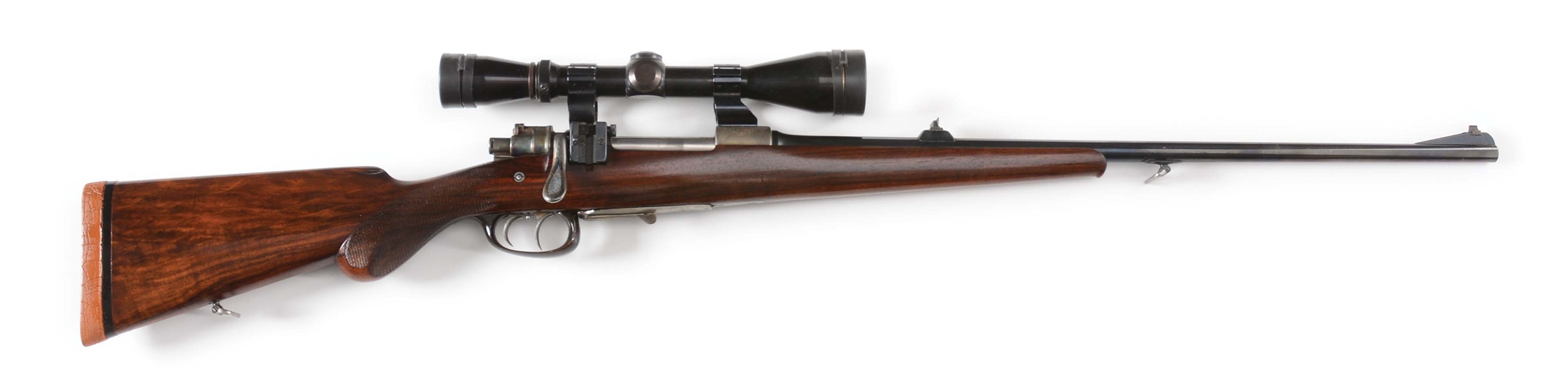 (C) MAUSER SPORTER BOLT ACTION RIFLE WITH SCOPE.