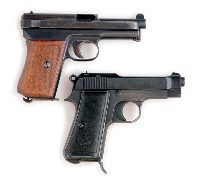 (C) TWO PRE-WAR SEMI-AUTOMATIC POCKET PISTOLS FROM BERETTA AND MAUSER.