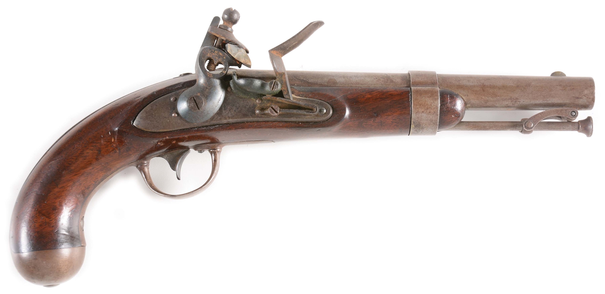 (A) AN EXTREMELY UNUSUAL "VARIANT EAGLE MARKED" MODEL 1836 US FLINTLOCK MARTIAL PISTOL.