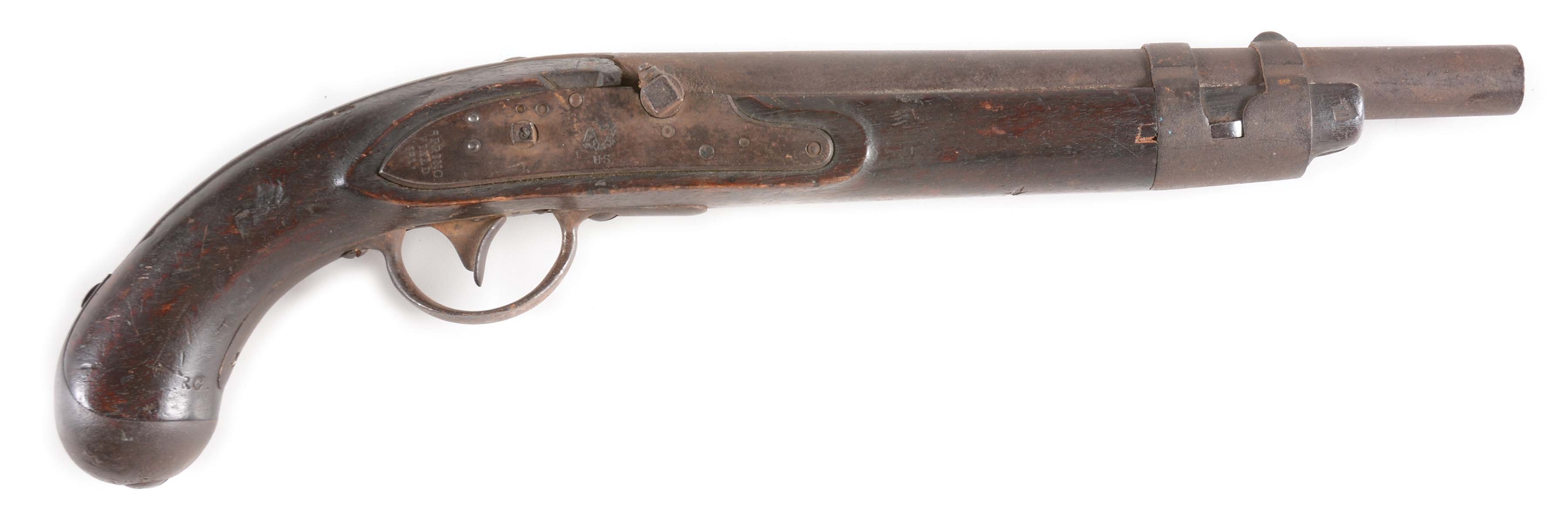 (A) SPRINGFIELD MODEL 1817 FLINTLOCK PISTOL DATED 1815, THE SECOND TYPE, CONVERTED TO PERCUSSION, IN UNTOUCHED ORIGINAL CONDITION THROUGHOUT.