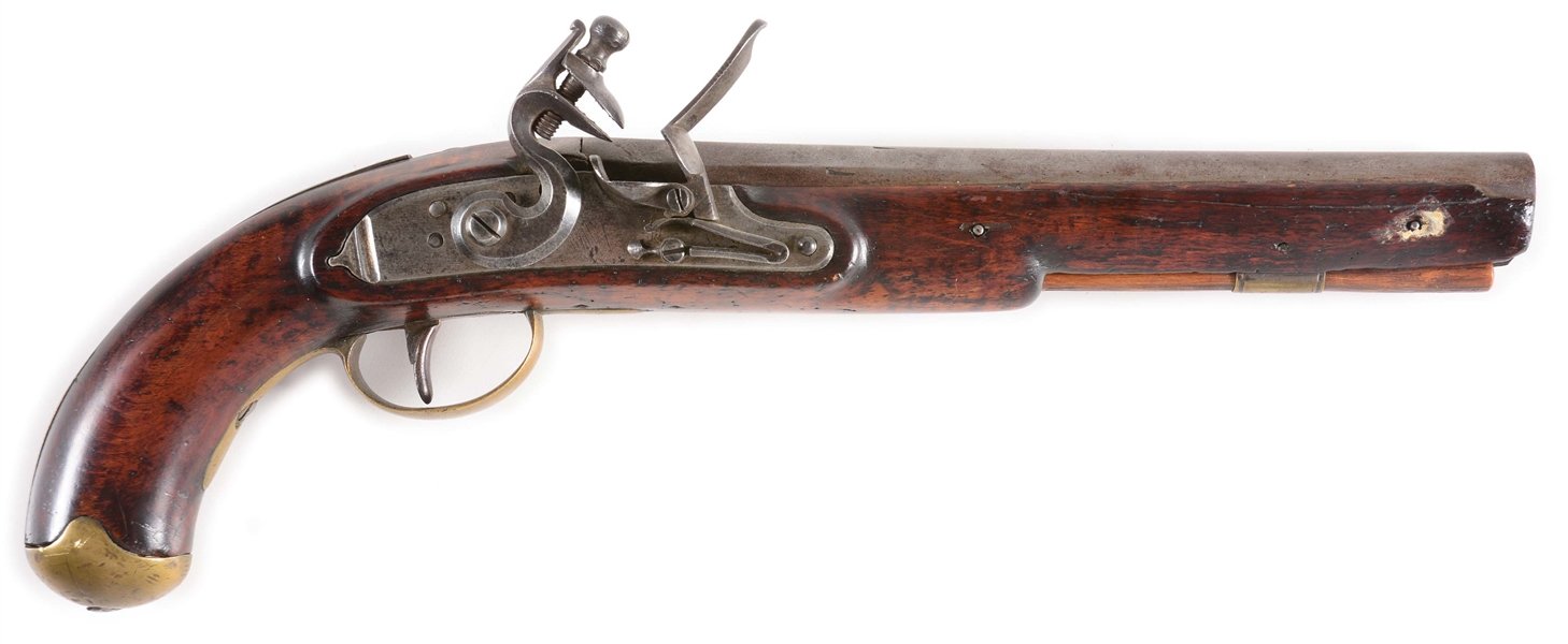 (A) UNSIGNED AMERICAN FLINTLOCK PISTOL OF SECONDARY MARTIAL STYLE. 