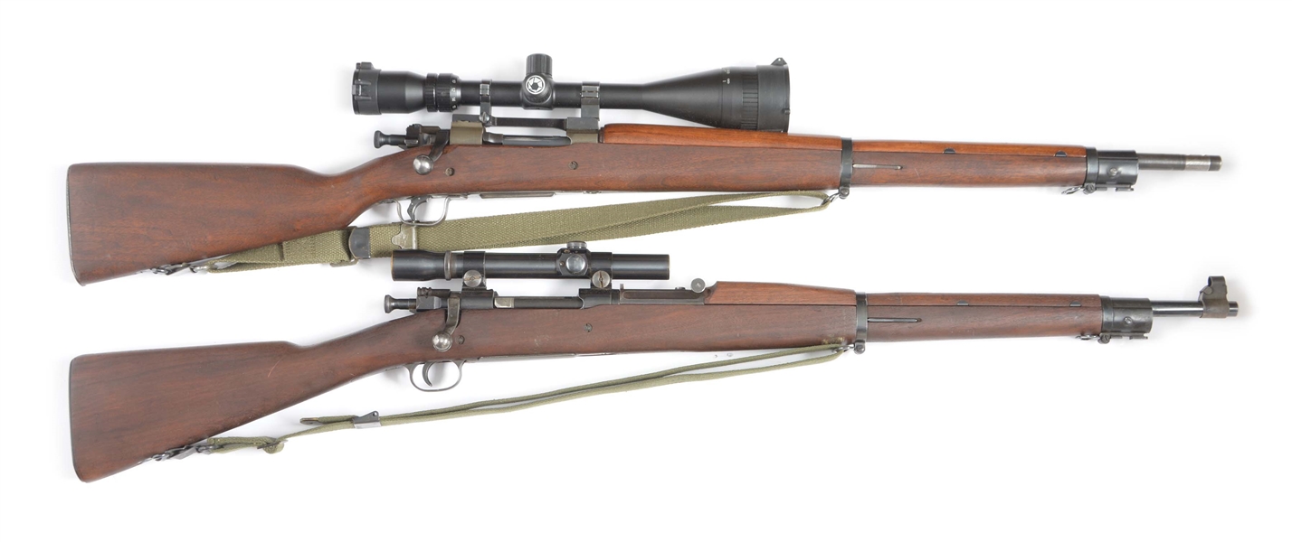 (C) LOT OF 2: REMINGTON 03A3 AND 1903 SCOPED MILITARY RIFLES.