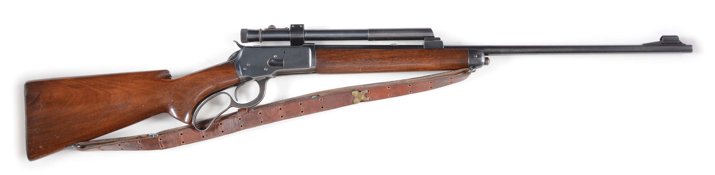 (C) WINCHESTER 65 LEVER ACTION RIFLE WITH SCOPE.