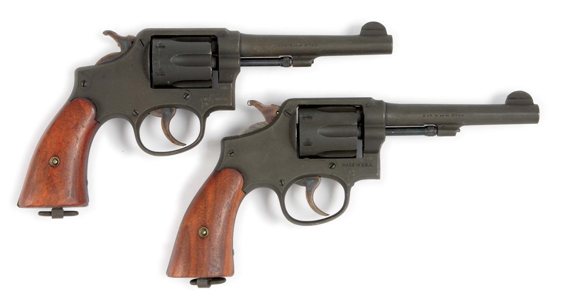 (C) LOT OF TWO: A FINE PAIR OF SMITH & WESSON WORLD WAR II ERA VICTORY MODEL REVOLVERS.