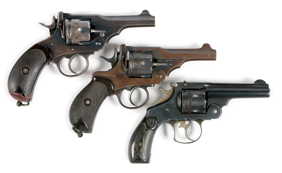 (C) LOT OF 3: REVOLVERS, TWO WEBLEY MARK 4 REVOLVERS TOGETHER WITH A NUMBER 3 SMITH & WESSON DA .44.