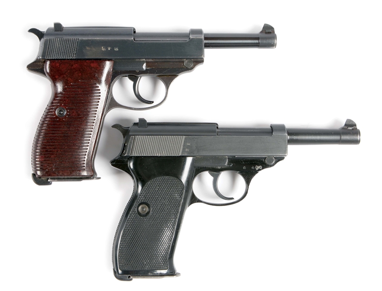 (C) LOT OF 2: MAUSER P38 AND WALTHER P1 SEMI AUTOMATIC PISTOLS.