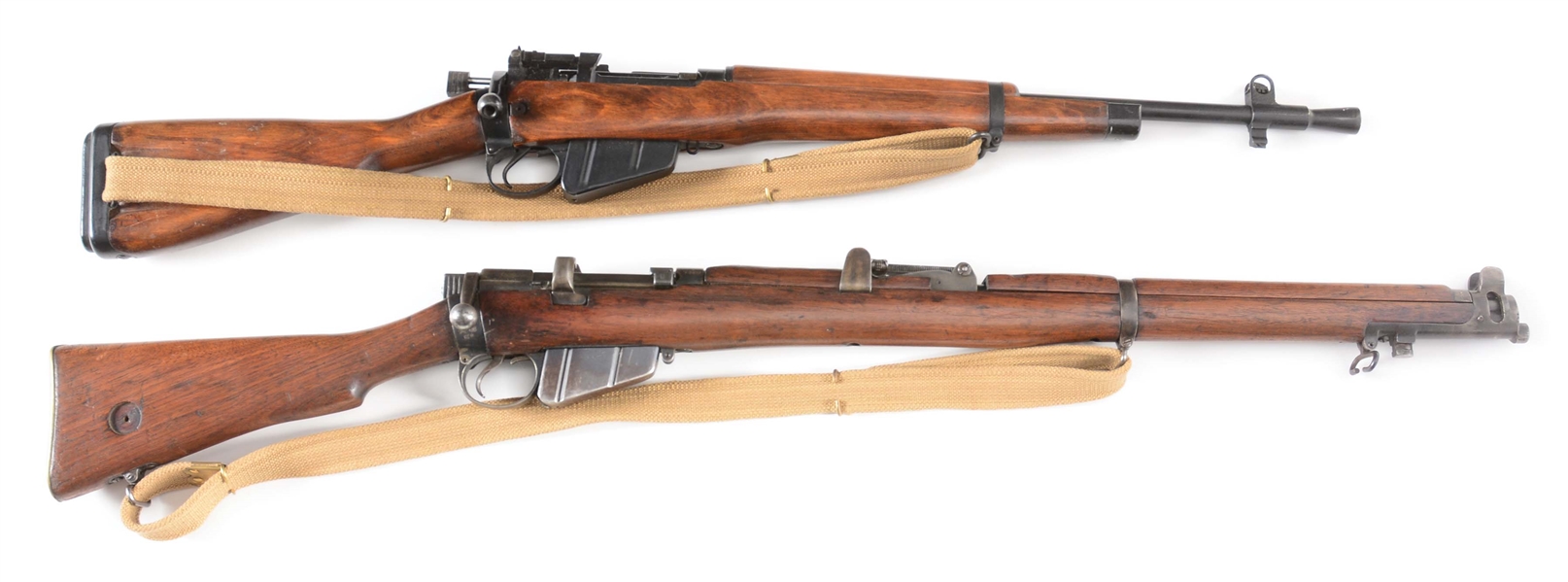 (C) LOT OF 2: BRITISH NO. 5 JUNGLE CARBINE AND NO. 1 MKIII BOLT ACTION RIFLES.