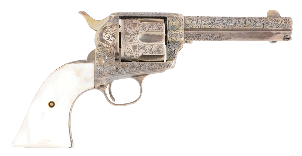 (A) ENGRAVED SILVER PLATED COLT SINGLE ACTION ARMY .38-40 REVOLVER (1888).
