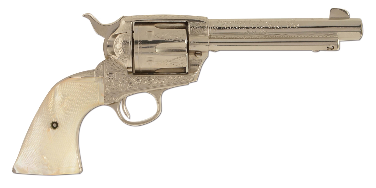 (C) PRESENTATION & FACTORY ENGRAVED COLT SINGLE ACTION ARMY WITH CHECKERED PEARL GRIPS (1911).