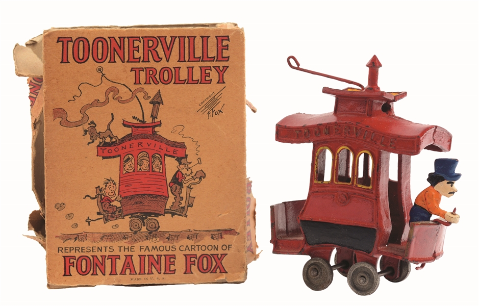 CAST-IRON DENT TOONERVILLE TROLLEY TOY.