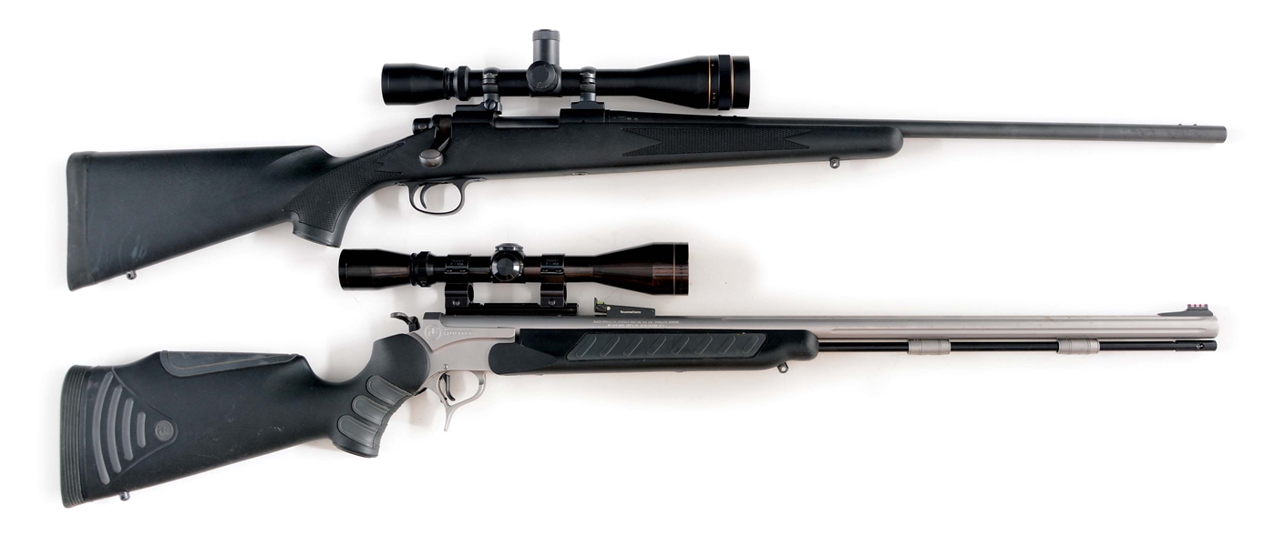 (M) TWO MODERN HIGH QUALITY HUNTING RIFLES, FROM REMINGTON AND THOMPSON CENTER.