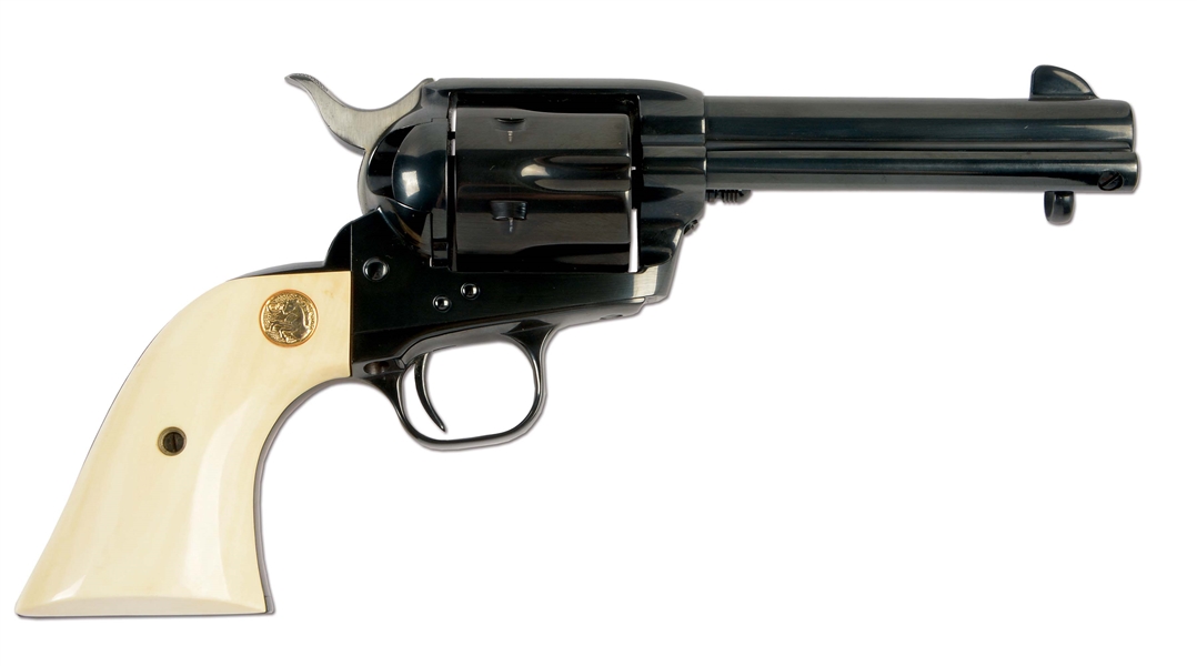 (M) NEAR NEW COLT SINGLE ACTION ARMY REVOLVER THIRD GENERATION WITH IVORY GRIPS.