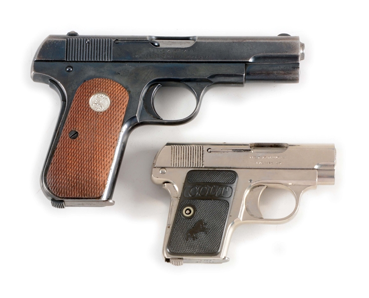 (C) LOT OF TWO: TWO COLT SEMI-AUTOMATIC PISTOLS MADE IN 1919 - TYPE M & TYPE N.