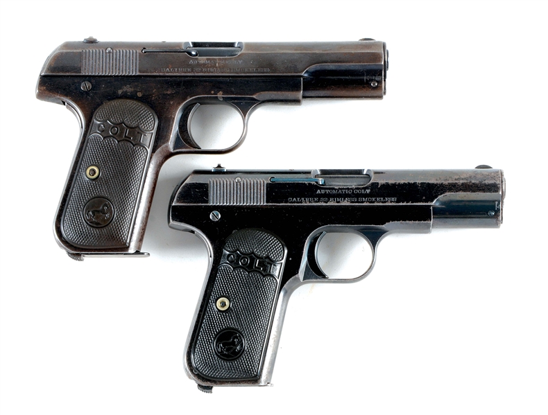 (C) LOT OF TWO: TWO EARLY COLT MODEL 1903 SEMI-AUTOMATIC PISTOLS (1908-1910).