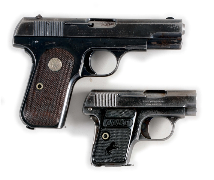 (C) LOT OF TWO: TWO PRE-WAR COLT SEMI-AUTOMATIC PISTOLS - MODEL M & N.