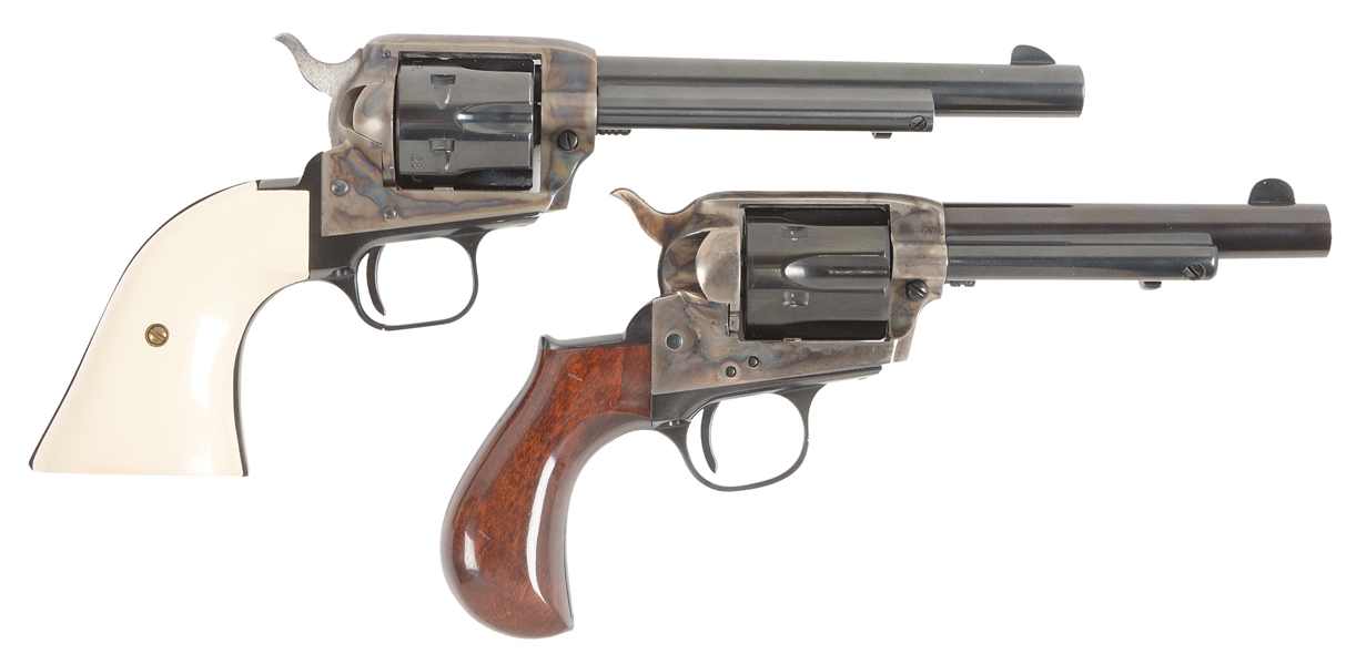 (M) LOT OF TWO: TWO BOXED SINGLE ACTION REVOLVERS FROM COLT AND CIMARRON.