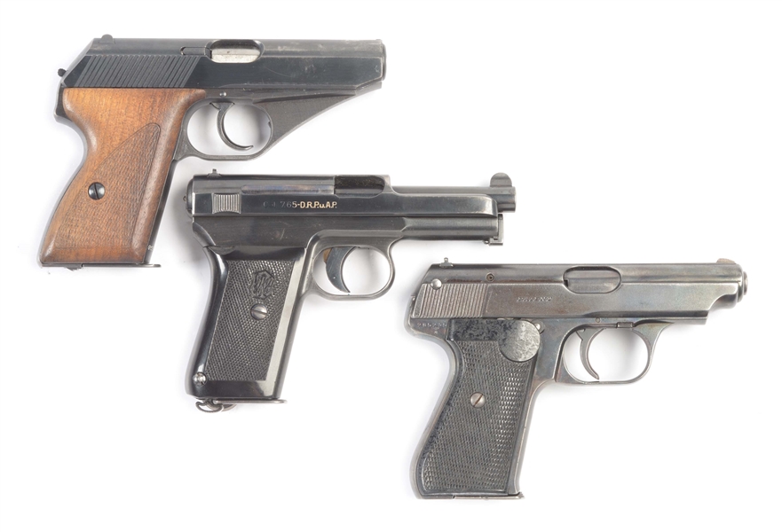 (C) LOT OF THREE: COLLECTORS LOT OF THREE GERMAN PISTOLS, TWO MAUSERS AND ONE J.P SAUER.