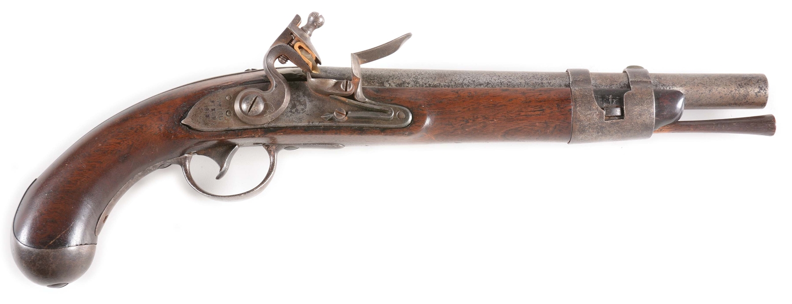 (A) RARE MODEL 1817 US MARTIAL FLINTLOCK PISTOL BY SPRINGFIELD ARMORY DATED 1818.