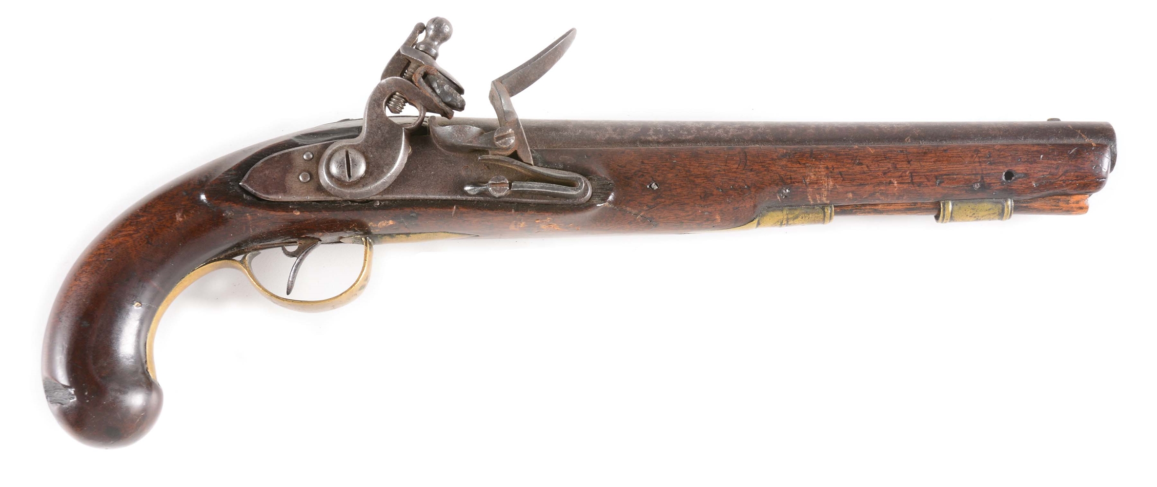 (A) AN 1813 (?) CONTRACT UNITED STATES FLINTLOCK MARTIAL PISTOL WITH BARREL MARKED DERINGER PHILA PA.