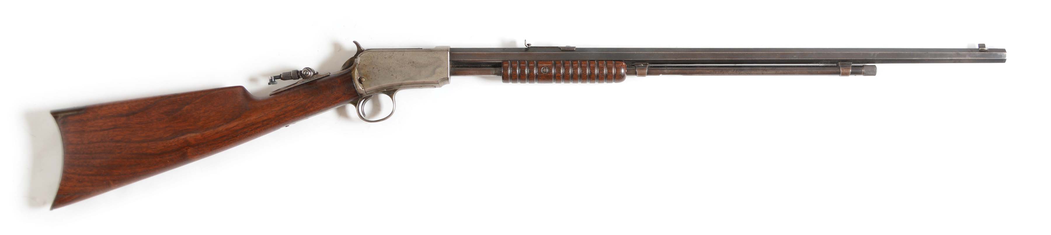 C) fine rare case colored winchester model 1890 takedown rifle. 
