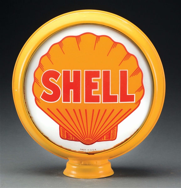 SHELL GASOLINE COMPLETE 15" GLOBE ON METAL BODY.
