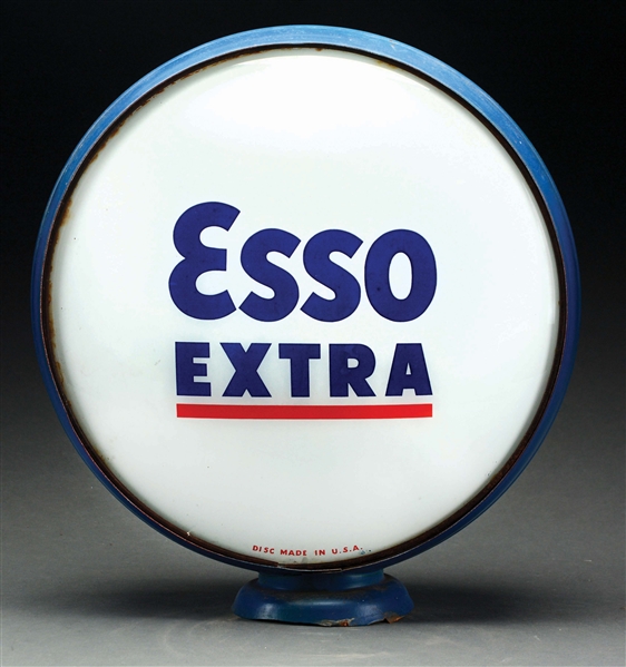 ESSO EXTRA GASOLINE COMPLETE 16.5" GLOBE ON METAL BODY.