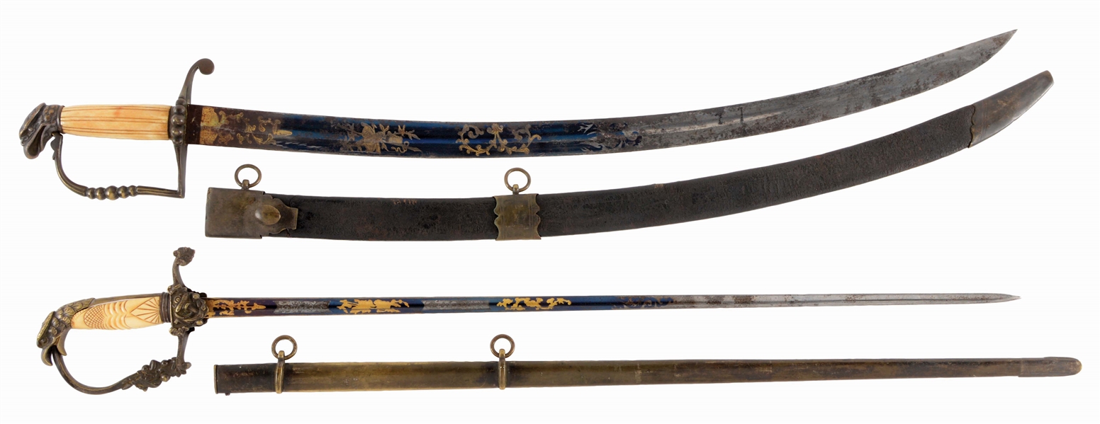 LOT OF 2: SWORDS - INFANTRY OFFICERS AND NAVAL OFFICER OR SURGEON. 