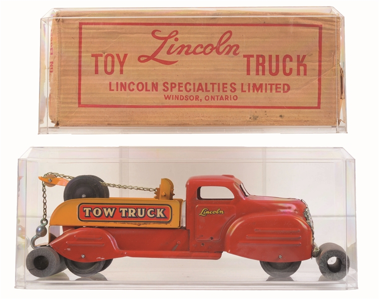 SCARCE PRESSED STEEL LINCOLN TOY TOW TRUCK.