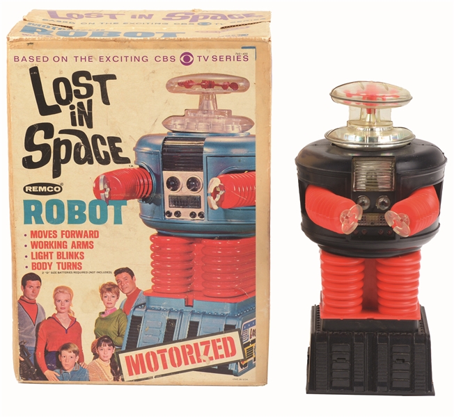 LOST IN SPACE BATTERY-OPERATED ROBOT TOY IN ORIGINAL BOX.