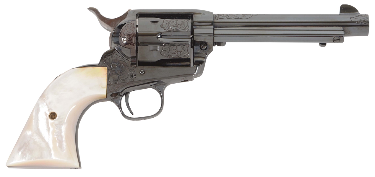 (M) BEAUTIFUL FACTORY ENGRAVED COLT SINGLE ACTION ARMY THIRD GENERATION REVOLVER IN BOX